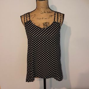 black w/ white polka dot tank top